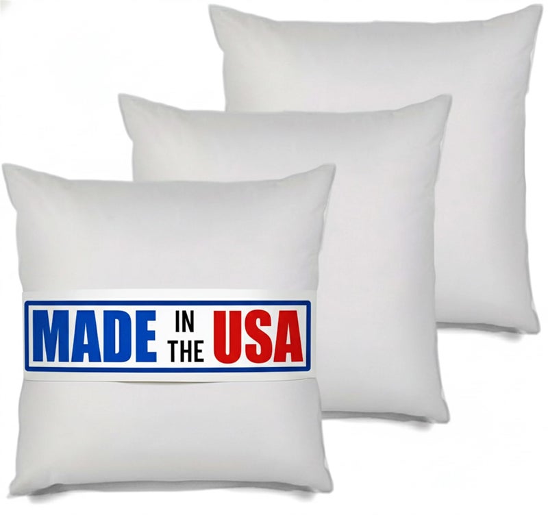 MSD 3 Pack Pillow Insert 26x26 Hypoallergenic Square Form Sham Stuffer Standard White Polyester Decorative Euro Throw Pillow Inserts for Sofa Bed - Made in USA (Set of 3) - Machine Washable and Dry - Image 1